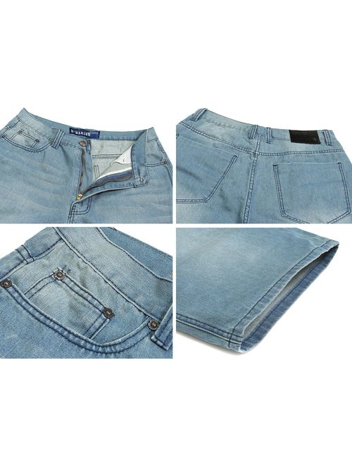 Men's Shorts Jeans Relaxed Fit Denim Shorts Baggy Simple Plain Blue Light Wash Plus Size 30W-46W 13L