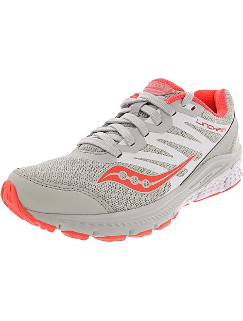 Saucony Women's Powergrid Grey/Coral Ankle-High Mesh Running Shoe - 6M