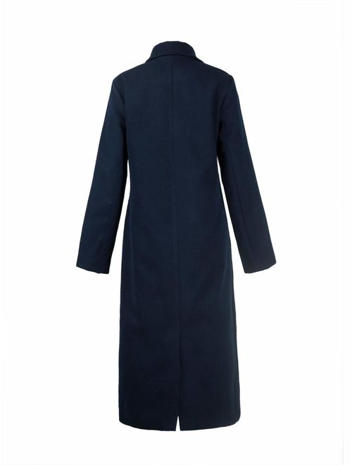 PERSUN Women's Classic Notch Lapel Long Sleeve Longline Coat