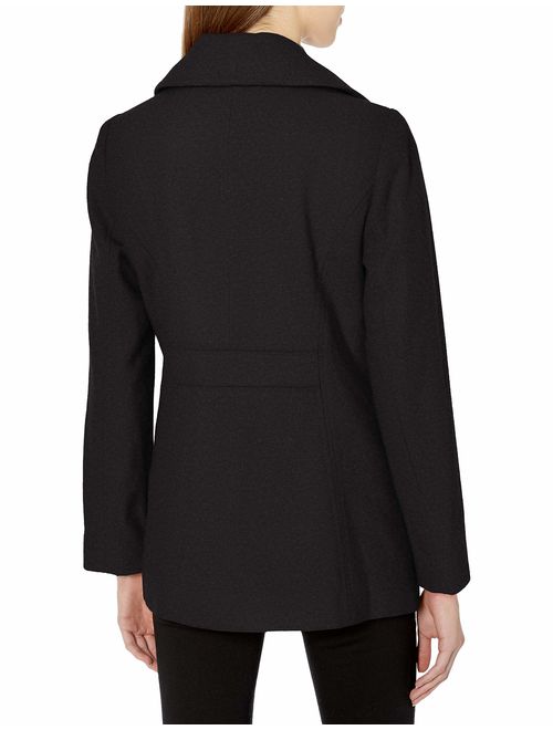 London Fog Women's Plus-Size Double Breasted Peacoat with Scarf