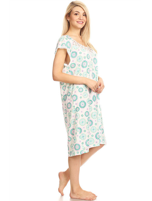 1803 Womens Nightgown Sleepwear Pajamas - Woman Sleeveless Sleep Dress Nightshirt Purple M