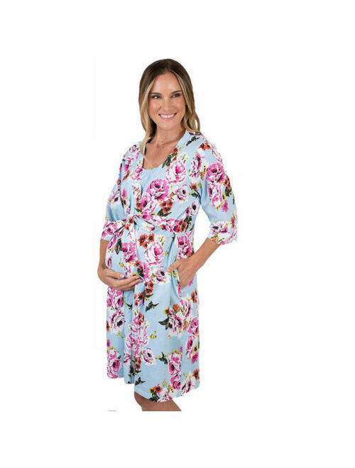 Pudcoco Nursing Dresses Pregnancy Bathrobe Clothes Maternity Pajamas Sleepwear Gowns US