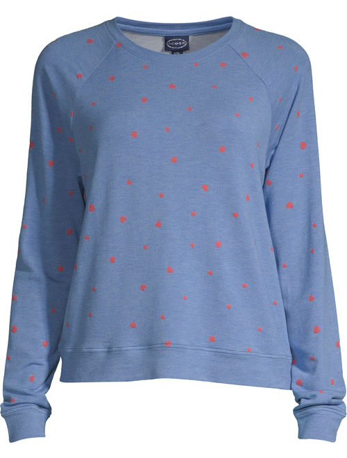 Scoop Graphic Crewneck Sweatshirt Blue Hearts Women's