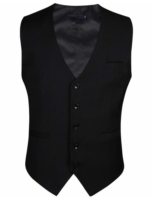 Enlision Men's Suit Vest Business Formal Dress Waistcoat Cotton Solid Color Vest for Suit or Tuxedo