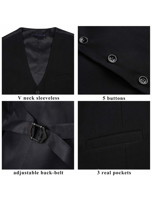 Enlision Men's Suit Vest Business Formal Dress Waistcoat Cotton Solid Color Vest for Suit or Tuxedo