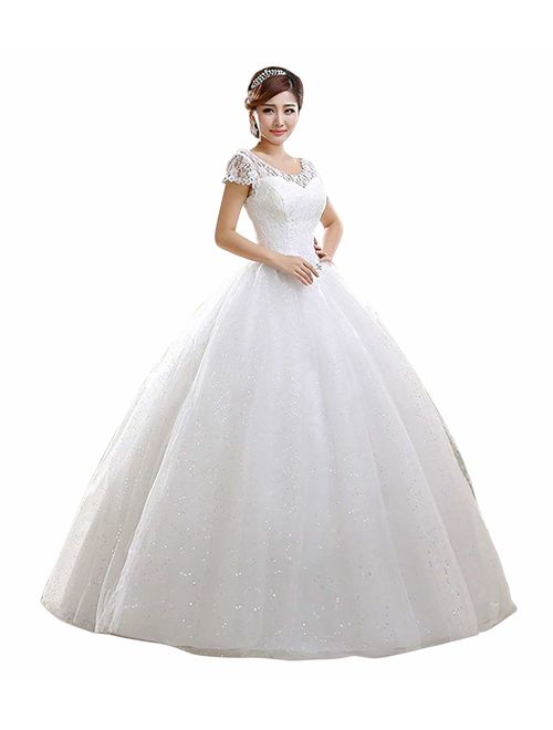Eyekepper Double Shoulder Floor Length Bridal Gown Wedding Dress Custom Size 