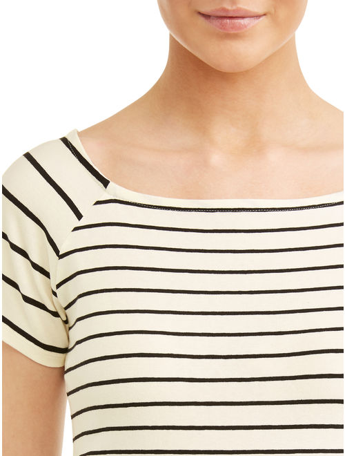 Oh! Mamma Maternity stripe square neck side ruched knit top - available in plus sizes