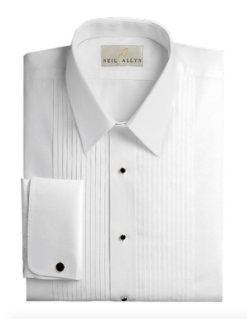 Neil Allyn Slim Fit Tuxedo Shirt - 100% Cotton Laydown Collar with French Cuffs