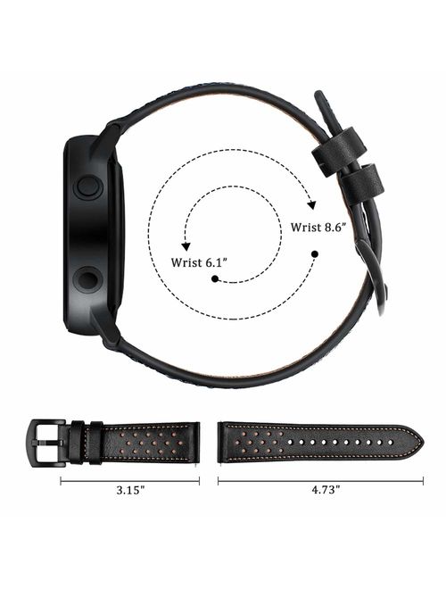 BONSTRAP Compatible with Samsung Galaxy Watch 42mm/Samsung Gear Sport/Samsung Gear S2 Smart Watch Strap Genuine Leather Watch Straps 20mm Wristband