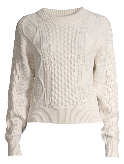 Scoop Women's Cropped Cable Knit Sweater
