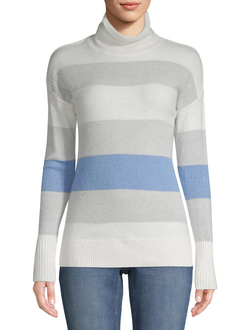 Per Se Women's Stripe Turtleneck Sweater