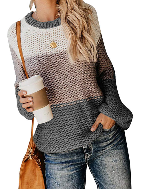 Women Stylish Retro Chunky Knit Jumper Ladies Baggy Sweater Top Oversize Ladies Vintage Winter Warm Long Sleeve Loose Casual Knitwear Blouse Tops Shirt Jumper Pullover Si
