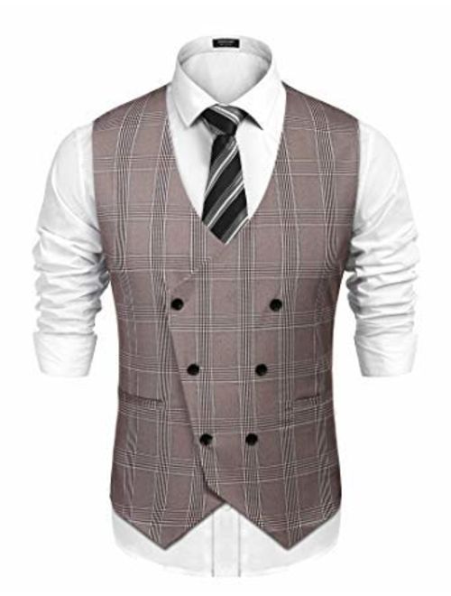 Buy COOFANDY Men's Business Suit Vest Slim Fit Twill Dress Waistcoat ...