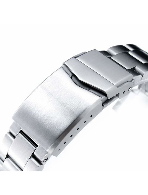 20mm Super 3D Oyster Watch Band for Seiko Alpinist SARB017, Brushed, V-Clasp