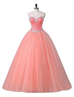 Beautyprom Women's Sweetheart Ball Gown Tulle Quinceanera Dresses Prom Dress