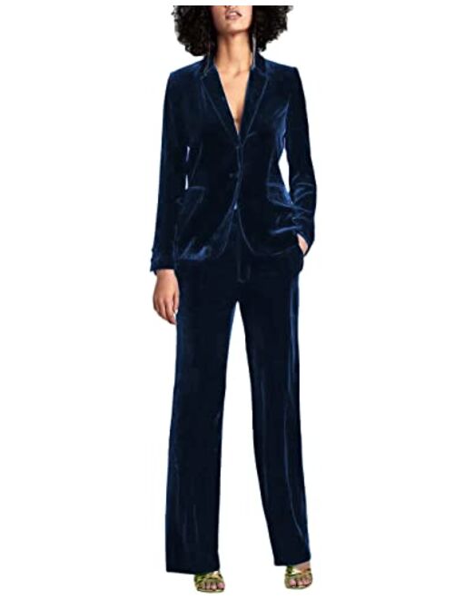 Lrady Women 1 Button Velvet Blazer Coat Slim Fit Casual Lapel Office Jacket Suit