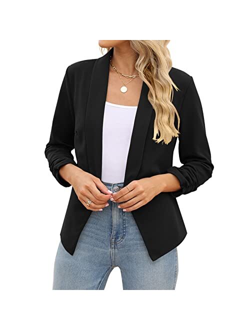 Women Slim Fit Casual Work Office Business Blazers Open Front Jacket 