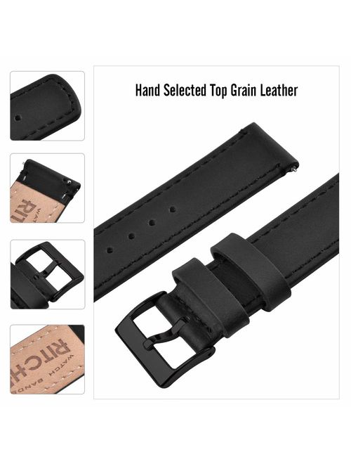 Ritche Quick Release Leather Watch Band Top Grain Leather Watch Strap 18mm 19mm 20mm 21mm 22mm 23mm or 24mm for Men and Women