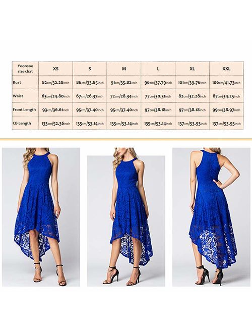 Women's Sleeveless Slim Halter Lace Dress Bridesmaid Party Cocktail Formal Dress