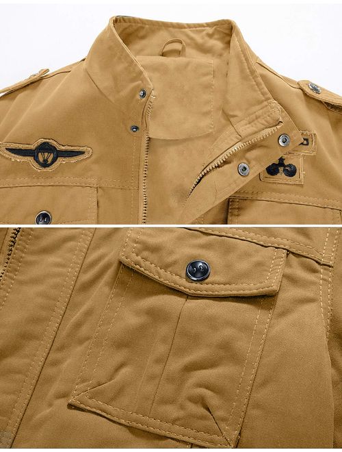 YXP Men's Military Jacket Casual Lightweight Cotton Windbreaker Field Jacket