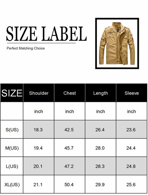 YXP Men's Military Jacket Casual Lightweight Cotton Windbreaker Field Jacket