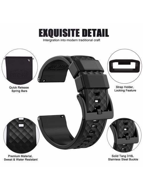 Ritche Silicone Watch Bands 18mm 19mm 20mm 21mm 22mm 23mm 24mm Quick Release Rubber Watch Bands for Men