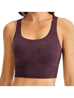 Strappy Sports Bras for Women Longline Wirefree Padded Medium Support Yoga Bra Top