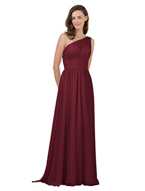 Alicepub One Shoulder Bridesmaid Dress for Women Long Evening Party Gown Maxi