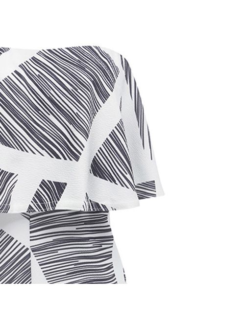 DDSOL Women Sexy Off Shoulder Floral Printed Playsuit One Piece Summer Strapless Romper Beach Short Jumpsuit