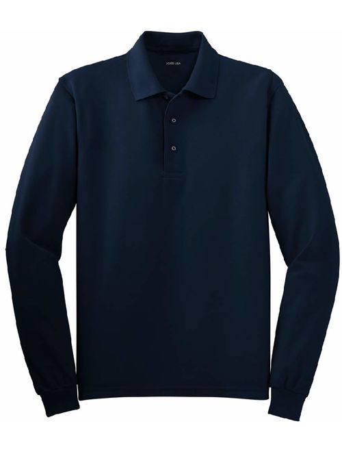 Joe's USA - Mens 2X-Large Tall Long Sleeve Polo Shirts in 36 Colors Navy