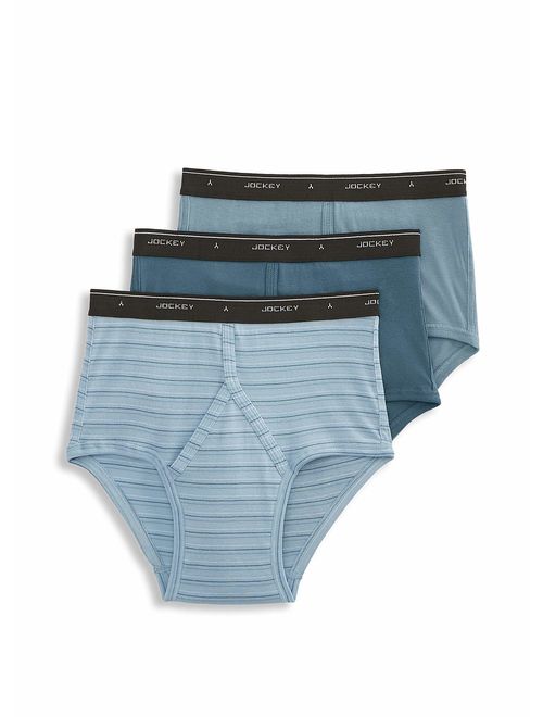 Jockey Men's Cotton Solid atyar Underwear Classic Full Rise Brief - 3 Pack