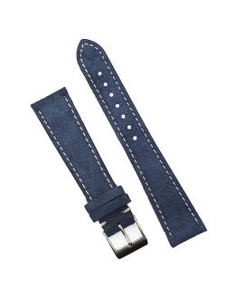 B & R Bands 19mm Pacific Blue Classic Suede Watch Band Strap