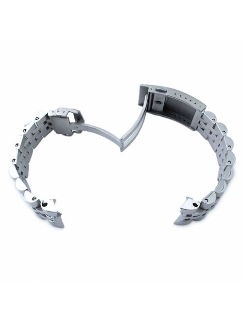 22mm Angus Jubilee 316L SS Watch Bracelet for Seiko SKX007, Brushed/Polished, V-Clasp