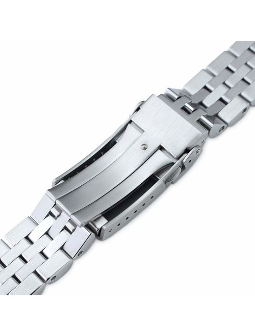 22mm Angus Jubilee 316L SS Watch Bracelet for Seiko SKX007, Brushed/Polished, V-Clasp