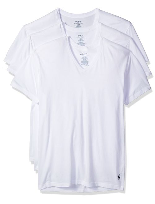 Polo Ralph Lauren Men's Cotton Solid Classic V-Neck Undershirts 3-Pack