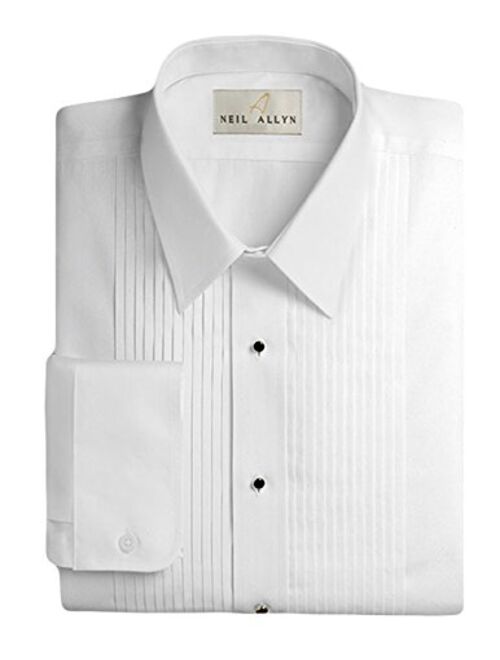 Neil Allyn Men's Tuxedo Shirt 100% Cotton 1/4" Pleat Laydown Collar