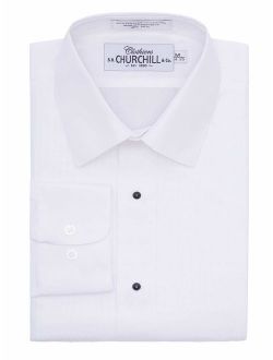 S.H. Churchill & Co. White Laydown Pleated Tuxedo Shirt