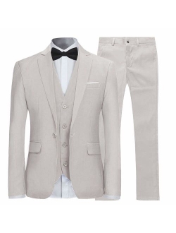 YFFUSHI Men's Slim Fit 3 Piece Suit One Button Blazer Tux Vest & Trousers