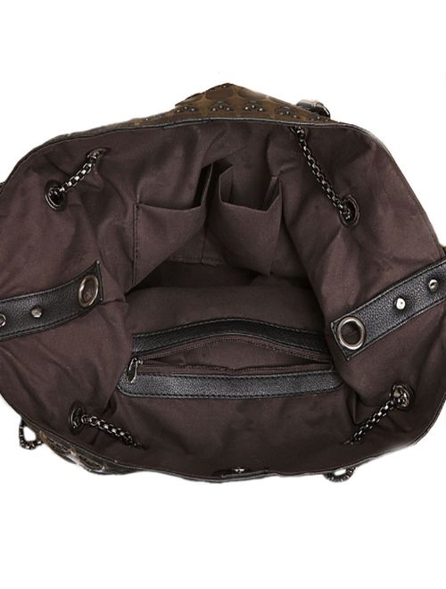 Womens Skull Print PU Leather Hobo Tote Shoulder Bag Package Handbag with Gift