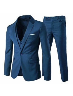 Mens 3-Piece Suit Notched Lapel One Button Slim Fit Formal Jacket Vest Pants Set