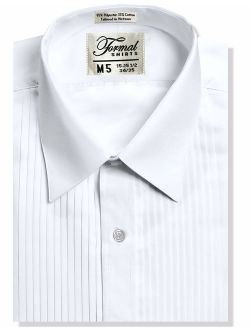 Men's Regular Fit 1/4 Inch Pleated Tuxedo Shirt, Laydown Collar - Style Mike