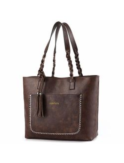 Women Tote Bags Retro Shoulder Bag Purse Satchel Hobo Purse Zippred Waterproof Travel Handbags with Tassel