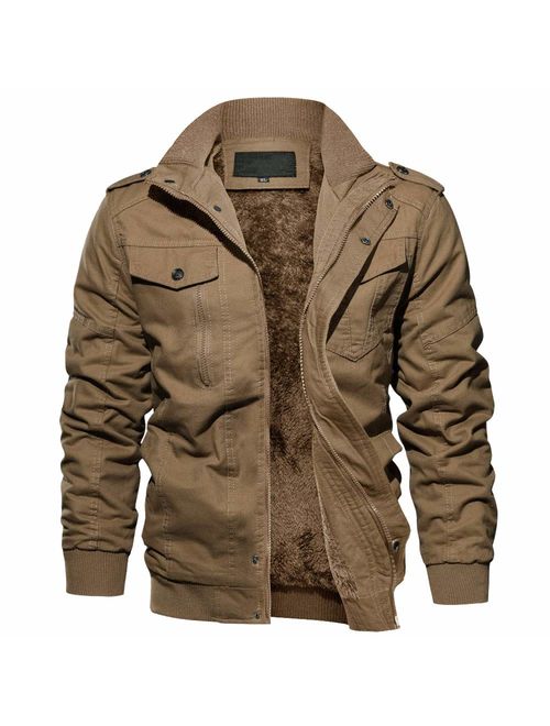 EKLENTSON Men's Winter Coats Fleece Lined Multi Pockets Thicken Cotton Parka Jacket with Removable Hood