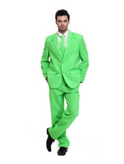 U LOOK UGLY TODAY Mens Party Suit Solid Color Leisure Suit for Holiday Party Jacket with Tie & Pants