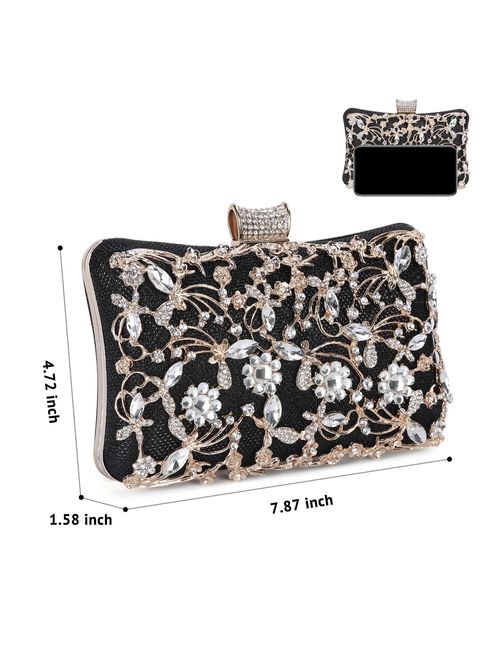 Tanpell Womens Crystal Evening Clutch Bag Wedding Purse Bridal Prom Handbag Party Bag