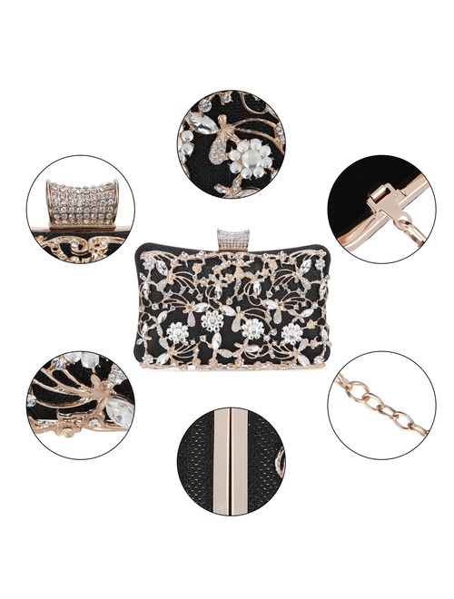 Tanpell Womens Crystal Evening Clutch Bag Wedding Purse Bridal Prom Handbag Party Bag