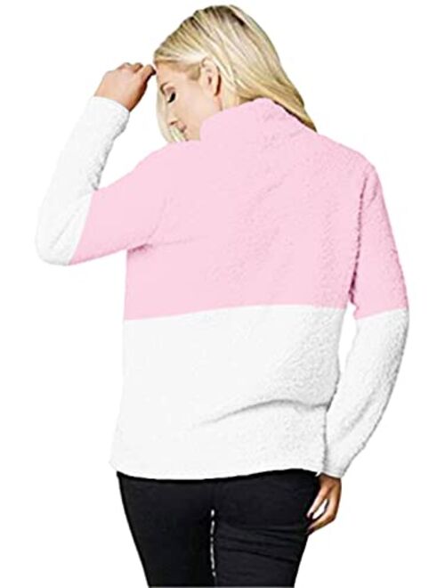 onlypuff Sherpa Pullover Sweaters for Women Winter Warm Tunic Tops Sweatshirts
