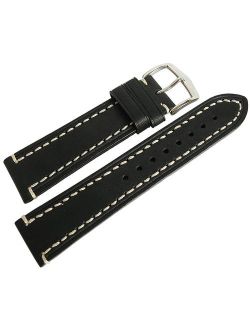 Hirsch Liberty 22mm Black Leather Watch Strap