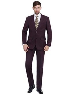 P&L Men's 2-Piece Classic Fit 2 Button Office Dress Suit Jacket Blazer & Pleated Pants Set