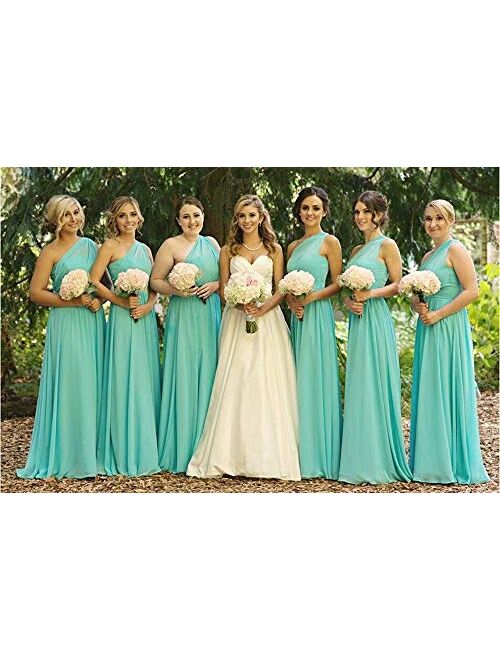 Bridesmaid Dresses for Women Long Chiffon One Shoulder Formal Aline Prom Evening Gown